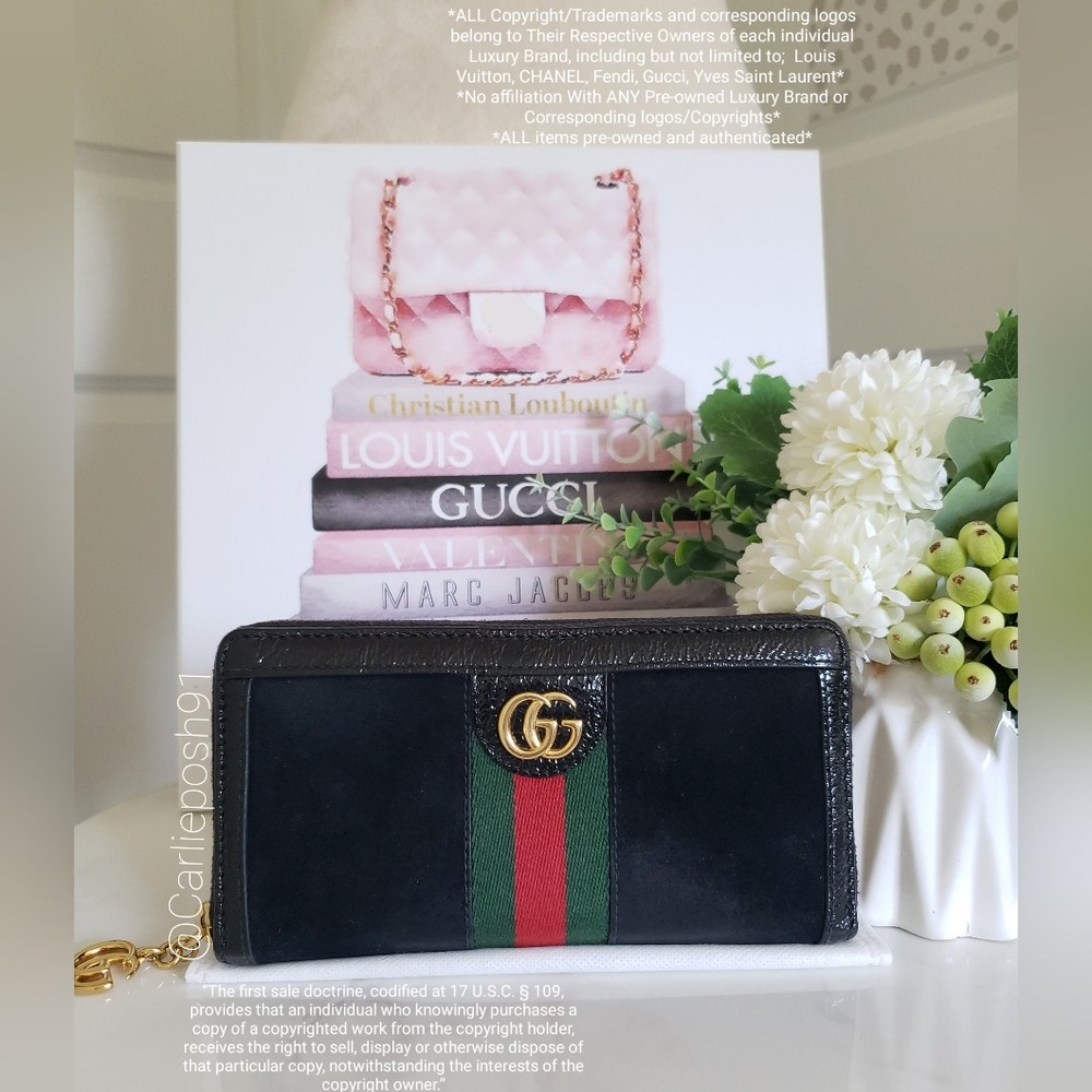 Authentic Pre-owned Gucci Ophidia Suede Zip Long Wallet